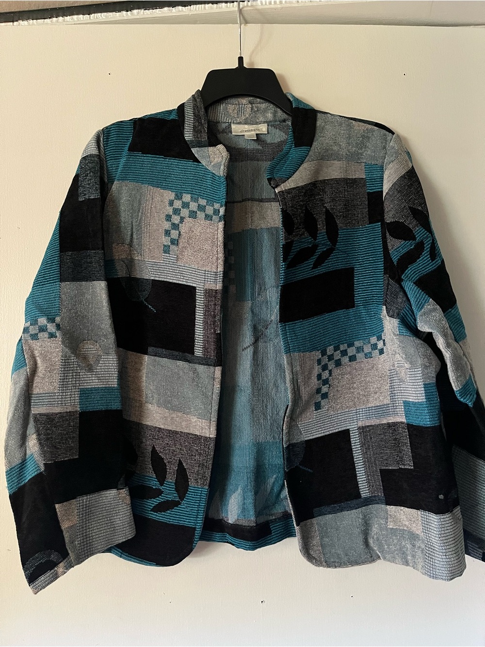 DRESSBARN blazer jacket turquoise black gray 14-16